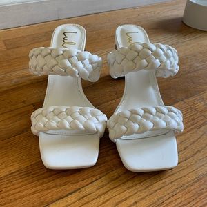 White braided heels